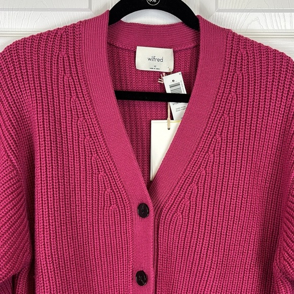 NWT Wilfred dark rose storybook merino wool cardigan sz xs - Picture 4 of 12